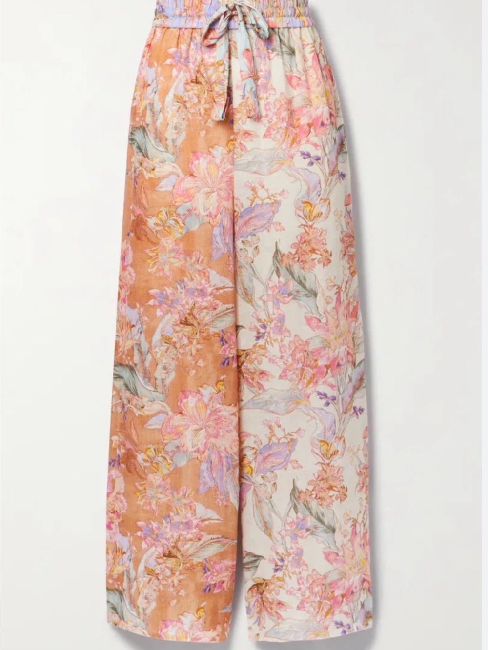 Zimmermann Cira Floral-Print Linen Wide-Leg Pants